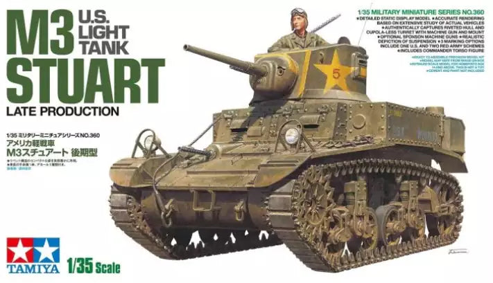 Verpackung: Tamiya 35360 U.S. Light Tank M3 Stuart Late Production, 1:35