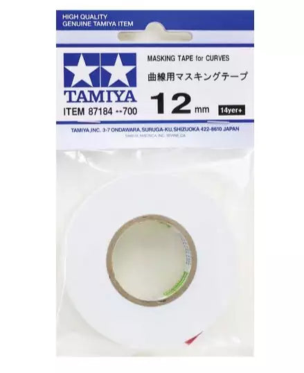 Verpackung: Tamiya 87184 Masking Tape für Rundungen 12mm breit (20m Länge)