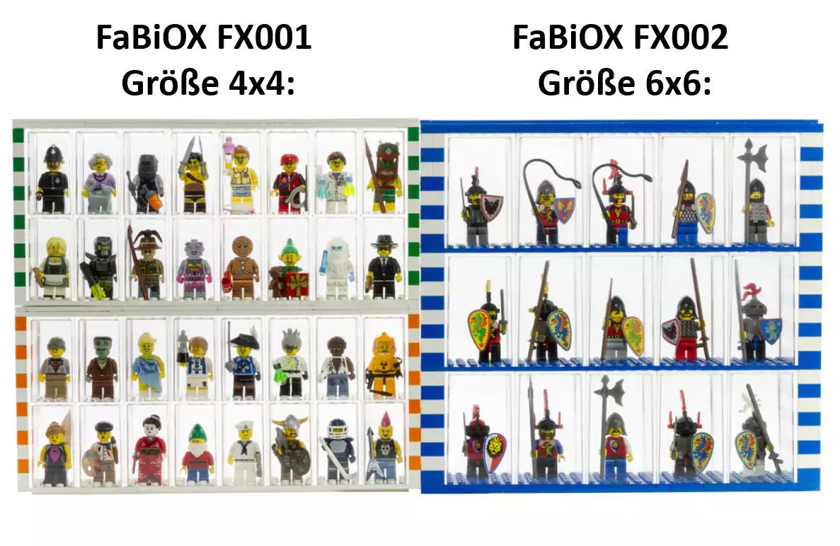 FaBiOX FX002-4 Vitrinen 6x6 für LEGO-Minifiguren (4 Stück), transparent-klar